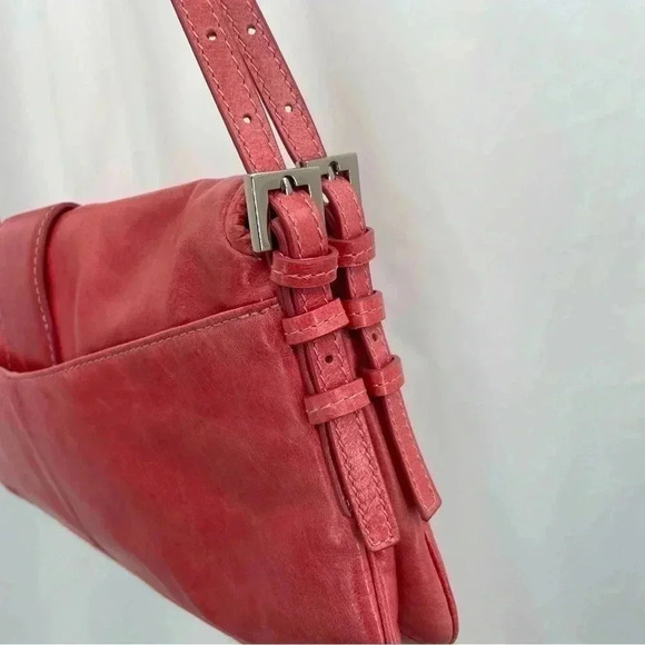 Via Spiga Bejeweled Leather Clutch Purse Pink Snap Close Dbl Adjustable Handles - Picture 3 of 16